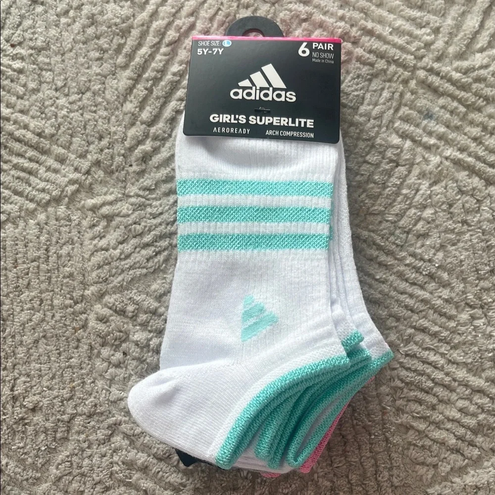 Girl’s Adidas Superlite No Show Socks (6 pairs)